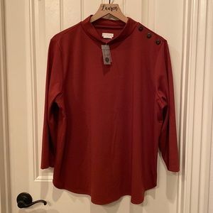 NWT Red Van Heusen Mock Neck Top XL